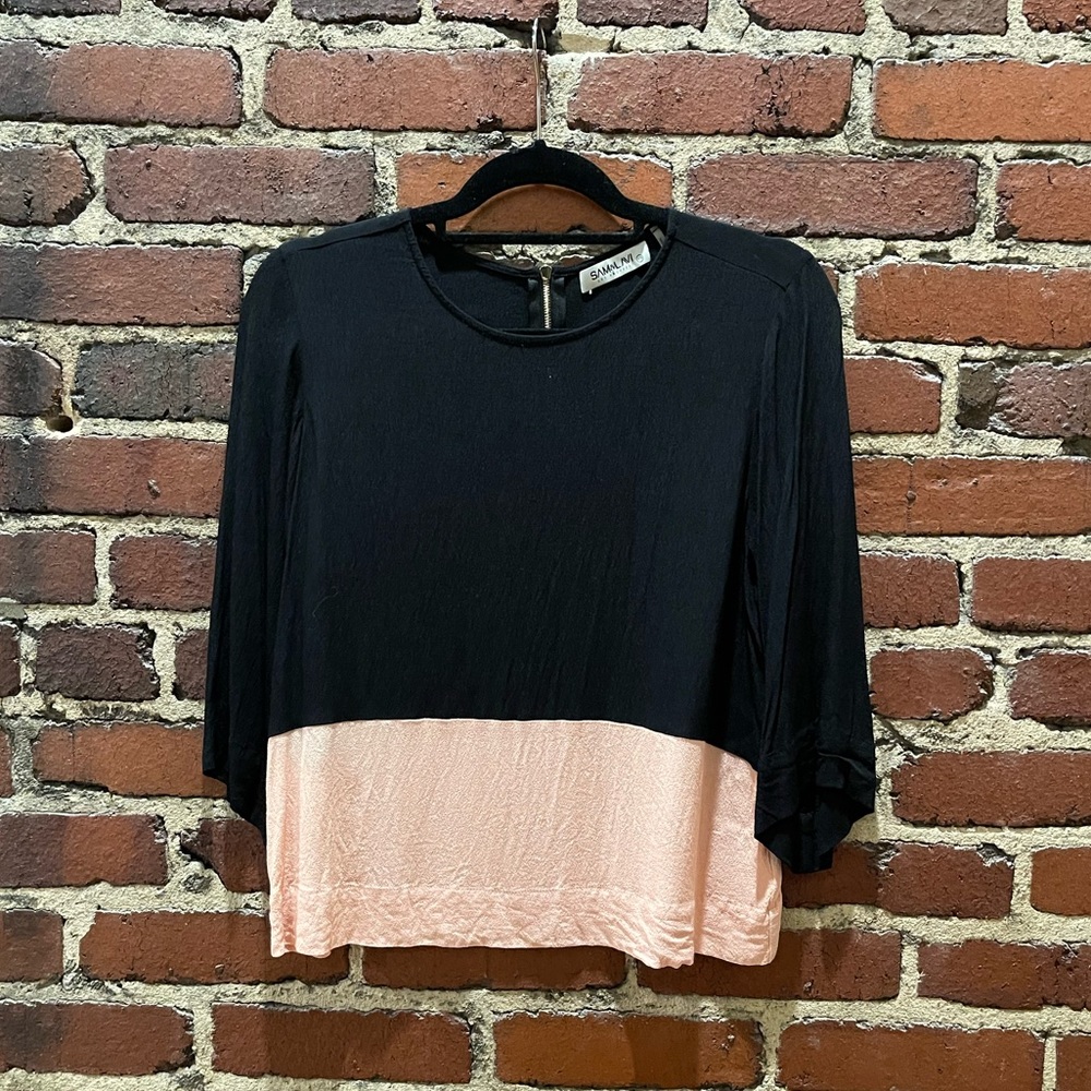Anthropologie Pink and Black Blouse Size XS